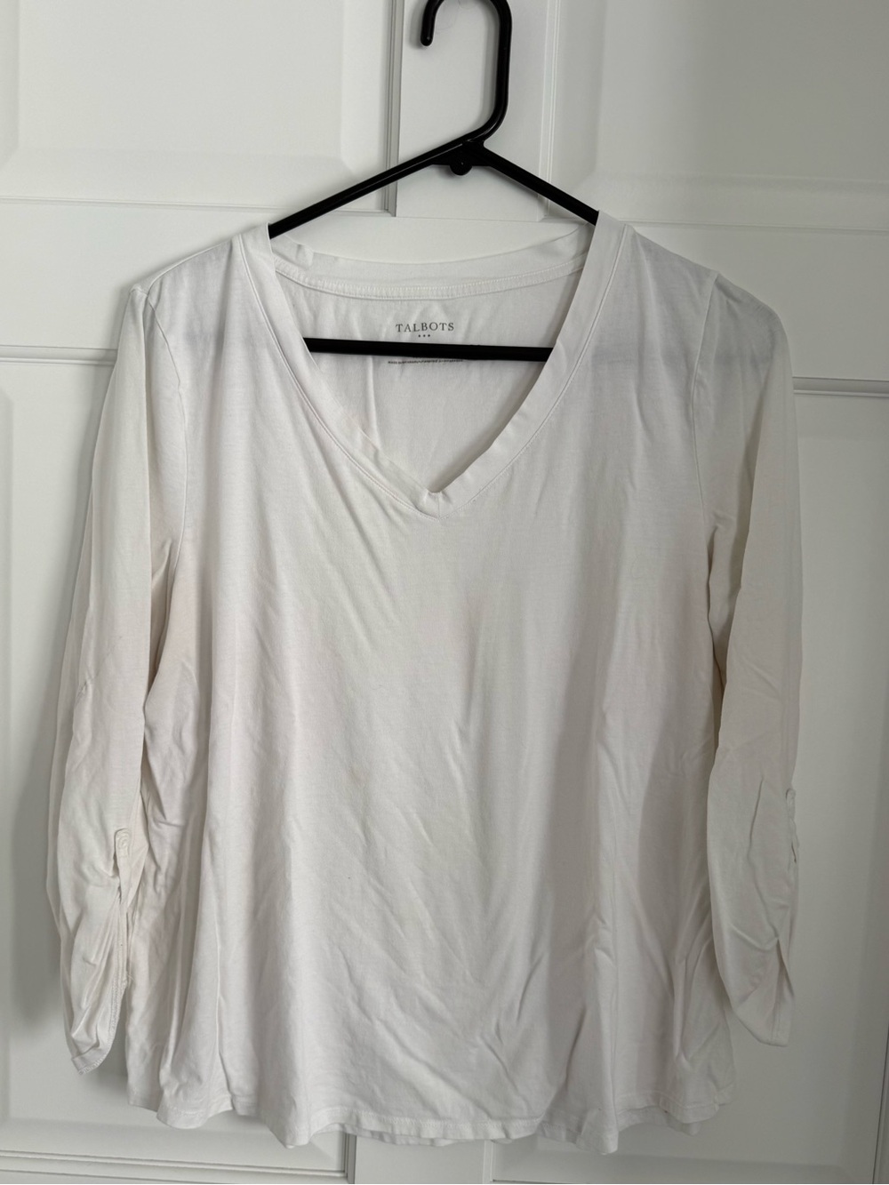 White Talbot's V-Neck Casual Top